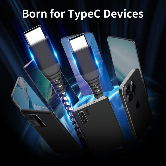 3Pack 3ft Nylon Braided Type C Fast Charging Cable for Phone 15 Pro Max - Picture 2 of 6